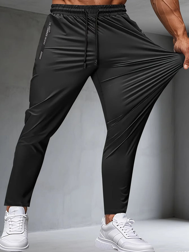 Men's Fitness Pants Zippered Pockets Stretch Sports Pants Running Daily Wear.