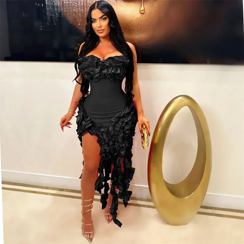 Elegant Ruffles Tassel Birthday Dress for Women.