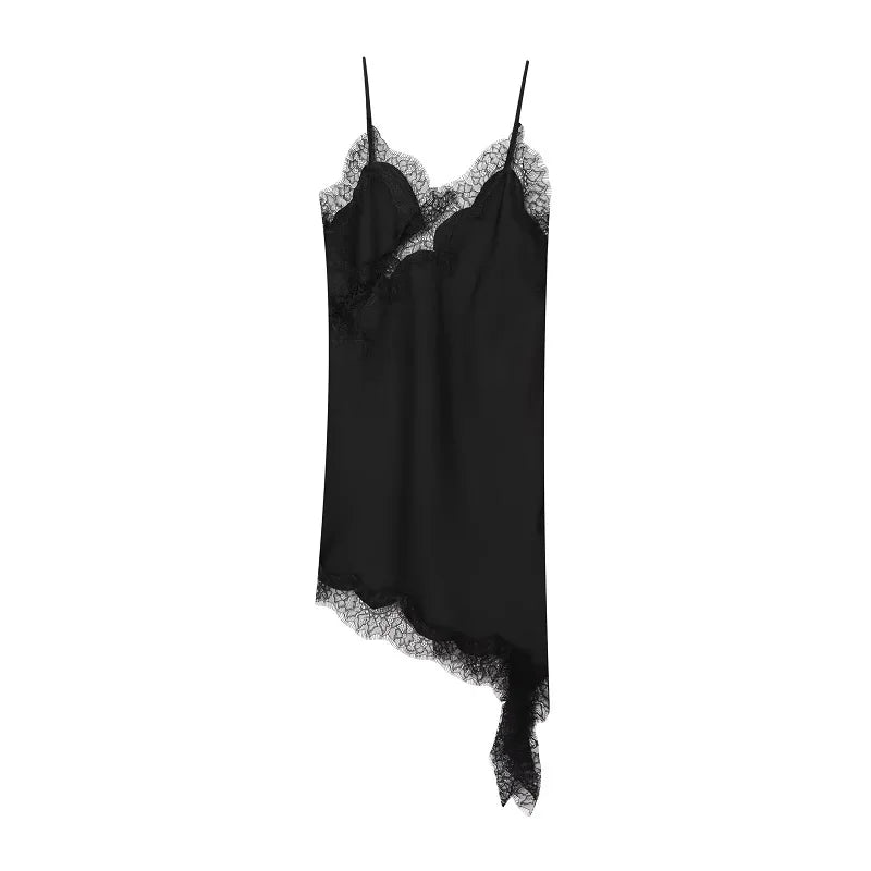 MUJER 2026 Lace Slip Dress Woman Black Backless Short Dresses.