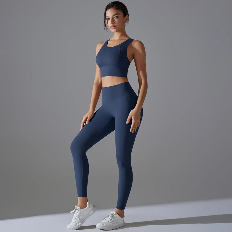 Yoga Set Women's tracksuit Women Fitness Crop Top Shockproof Sports.