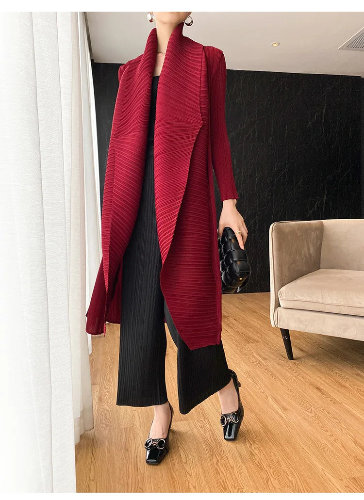 Miyake Pleated Women's Long Jacket.