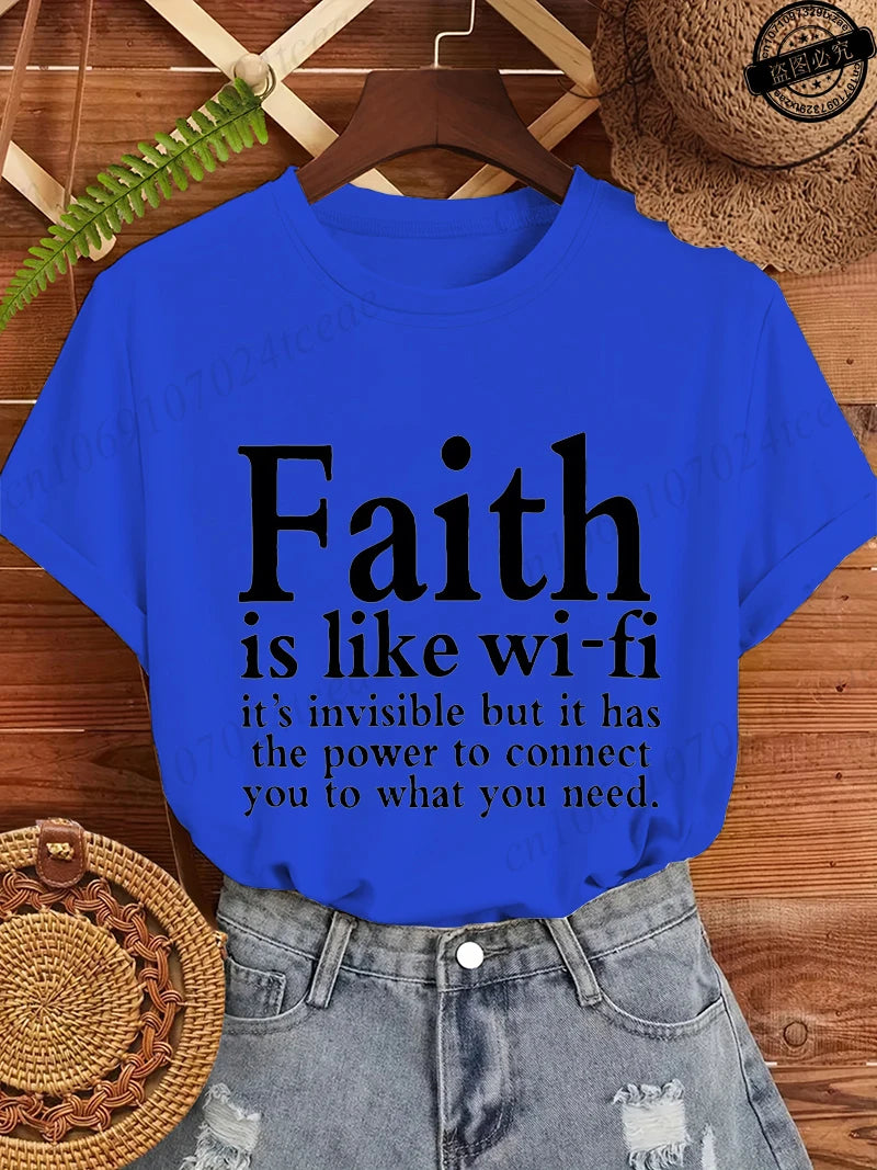 Summer Fashion Women's T-Shirts Faith Printed Women T-Shirts.