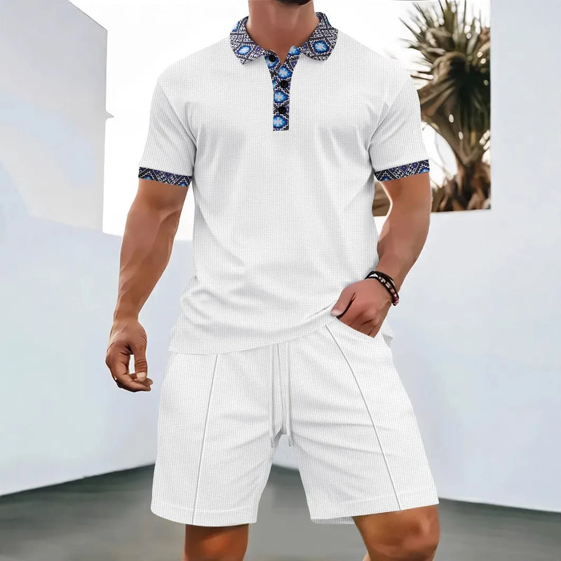 Men Europe and the United States new summer Waffle solid color.