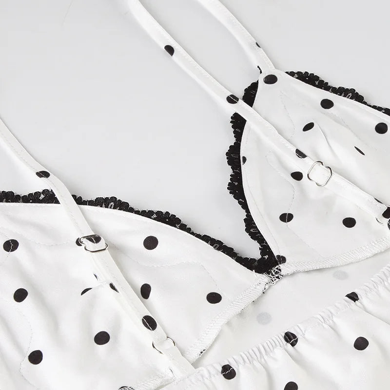 Women's Elegant Retro V-Neck Polka Dot Sleeveless Dress.