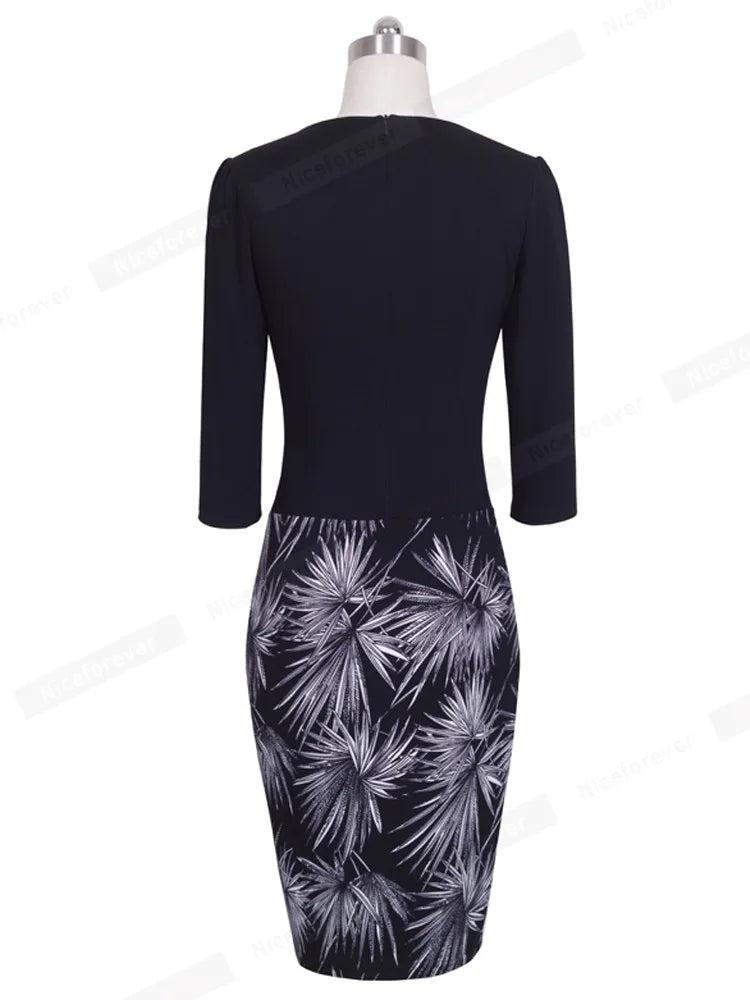 Women’s Nice-forever Faux Jacket Vintage Elegant Patterns Work dress.