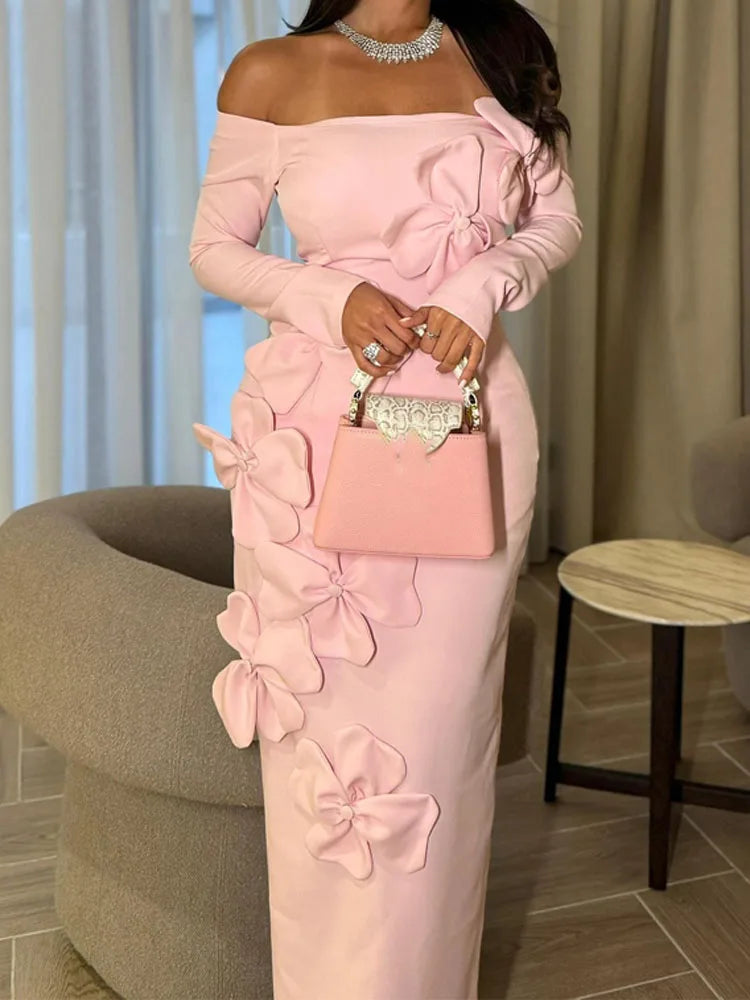 Women’s Elegant Off Shoulder Long Sleeve Skinny Dress.