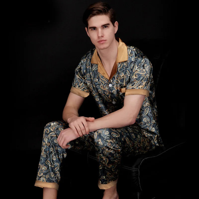 Spring Summer Men Pajamas Sey Plus Size Sleepwear Trouser.