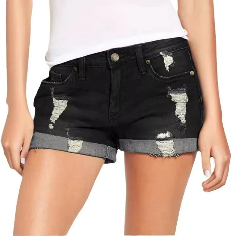 Summer Students Denim Shorts Women Female Harajuku Cotton HOLE Jeans.