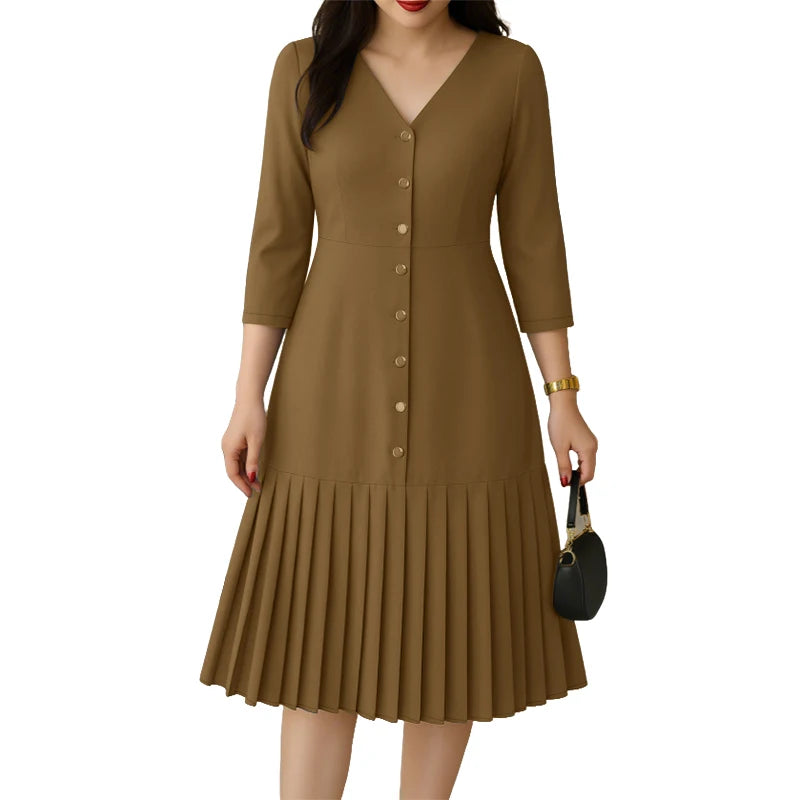 Women's Pleated Midi Dress.