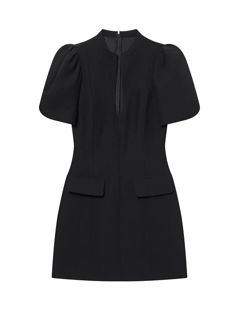 Women’s New Fashion O-Neck Puff Sleeve Short Dress.