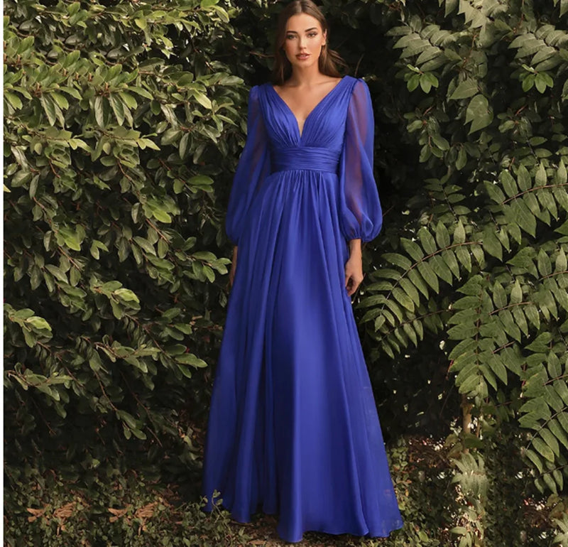 Women’s Hot Sale New Simple V Neck Long Bridesmaid Dresses.