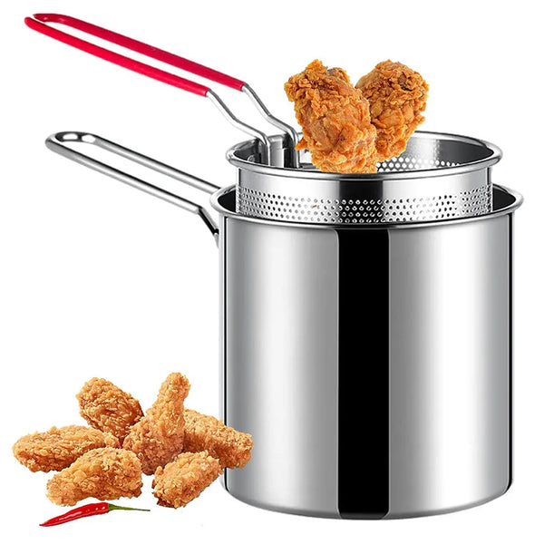 Stainless Steel Deep Frying Pot Tempura French Fries Fryer With Strainer Chicken Fried Pans Kitchen Cooking Tool Fritadeira