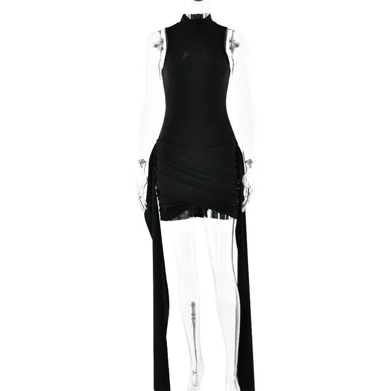 Mozision Turtleneck Sleeveless Sexy Mini Dress For Women.