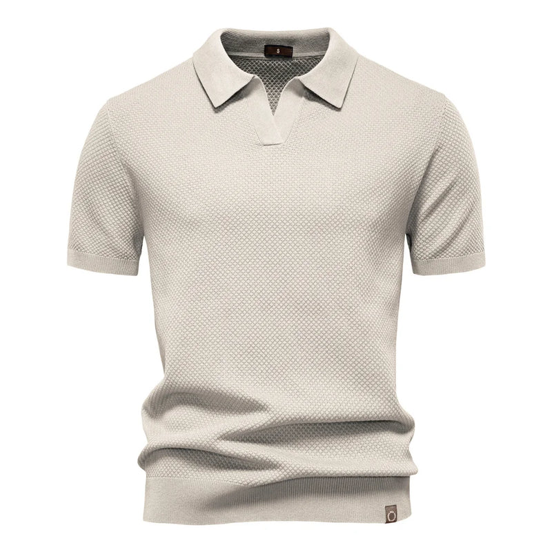 Men's Summer Breathable Polo Shirt Short Sleeve Solid Color Casual Polo.