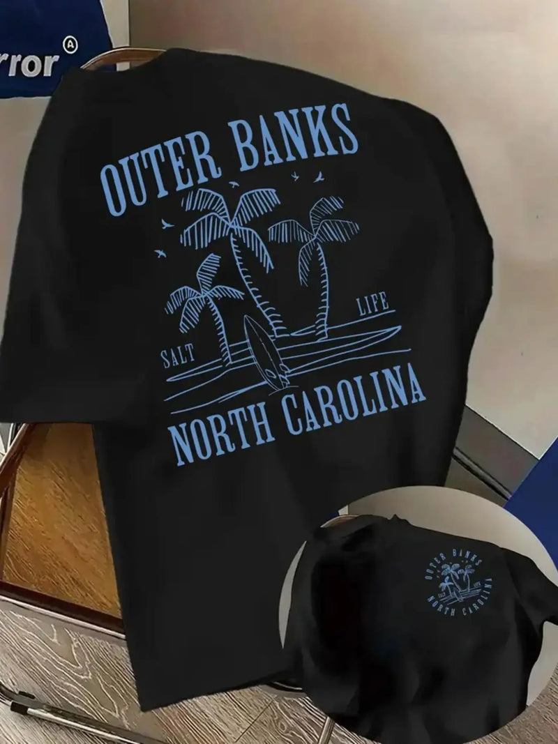 Men's Cotton Reversible T-Shirt with Palm Tree Print.