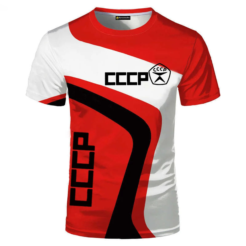 Men's T-shirts Casual Fashion Summer New Russian Flag Short Sleeved Tops.