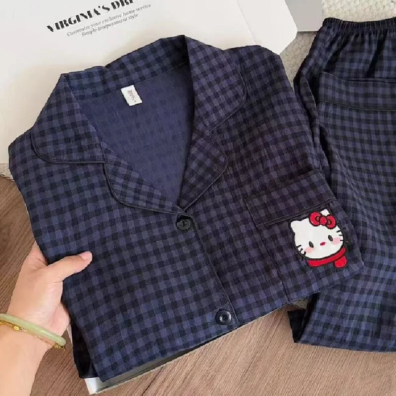 Kawaii Sanrio Hello Kitty Cute Pajamas Hot Girl Spring And Autumn.