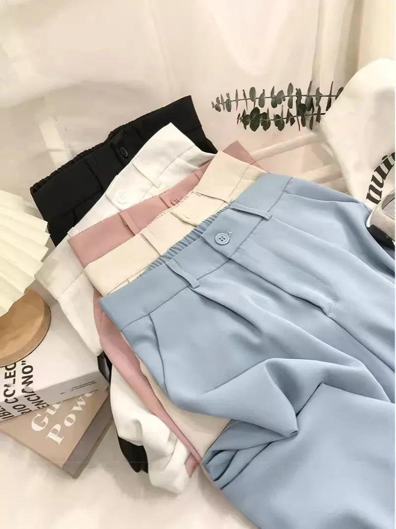 High Waist Women Suit Pants Fall Straight Office Ladies Korean Fashion.