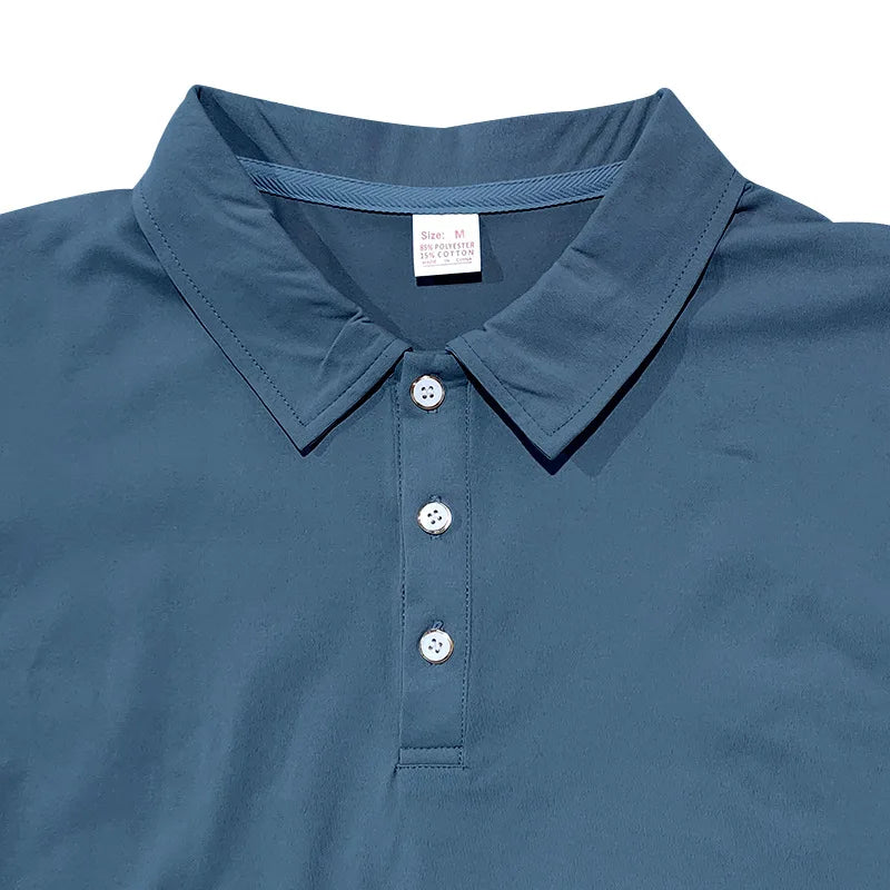 Men's polo shirt men's lapel business office solid color short sleeved T-shirt.