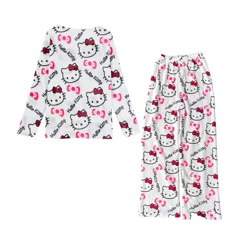 Women’s 2Pcs/Set Sanrio Hello Kitty Anime Pajamas Pants.