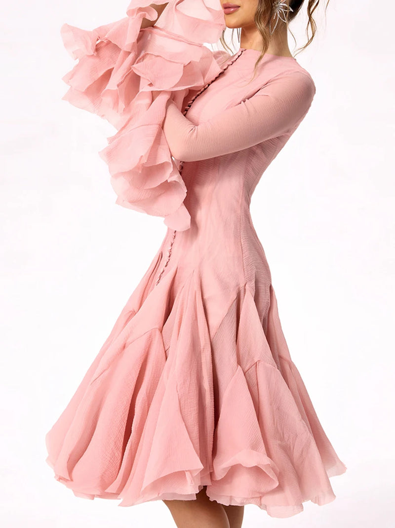 Women's Dress Irregular Pleated Patchwork Fashion.