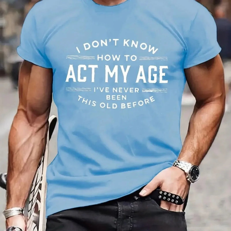 Men's Letter Printed Pattern Fashionable Breathable Round Neck Thsirt.