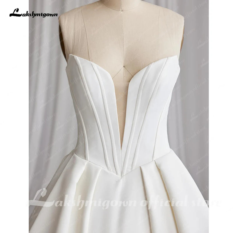 Lakshmigown Off The Shoulder Crepe Satin A-Line Bridal Gowns For Formal Party.