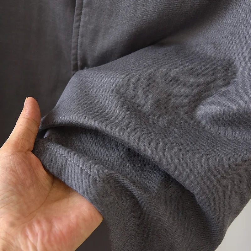 Men's Pajama Set Cotton Gauze Solid Color.