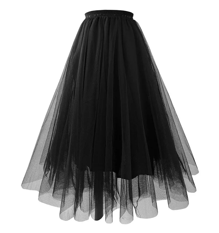 New Mesh Gauze Pleated A-line Skirt Kawaii Prom Clothes for Women.