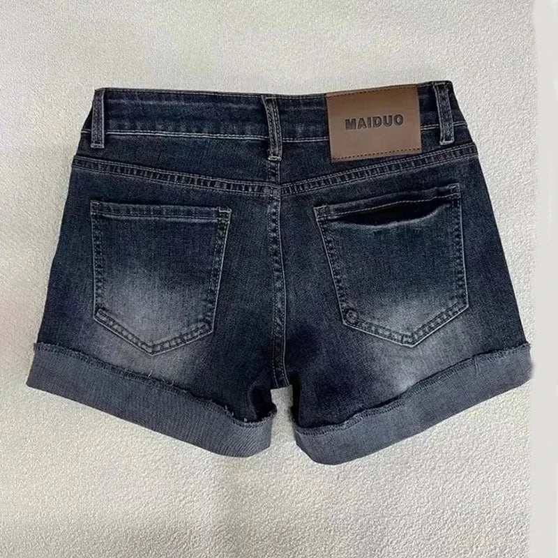 Summer Sexy Low Rise Hip Covering Hot Pants Women American Distressed.