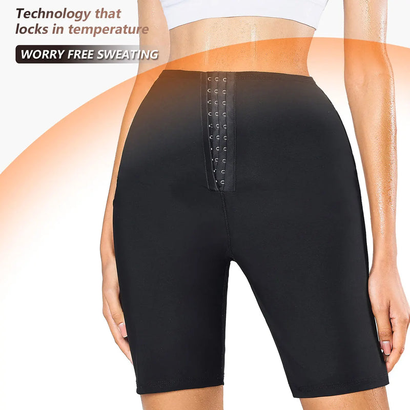 Ladies high waist sauna shorts, thermal shaping hip-lifting tights.