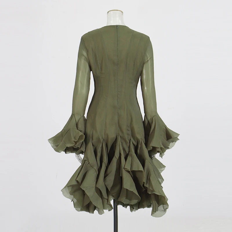 Women's Dress Irregular Pleated Patchwork Fashion.