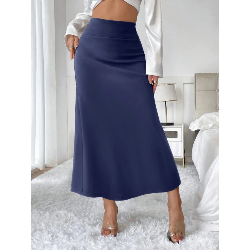 Female Long Skirt Workplace High Waist Straight Pure Colour Long Skirt.
