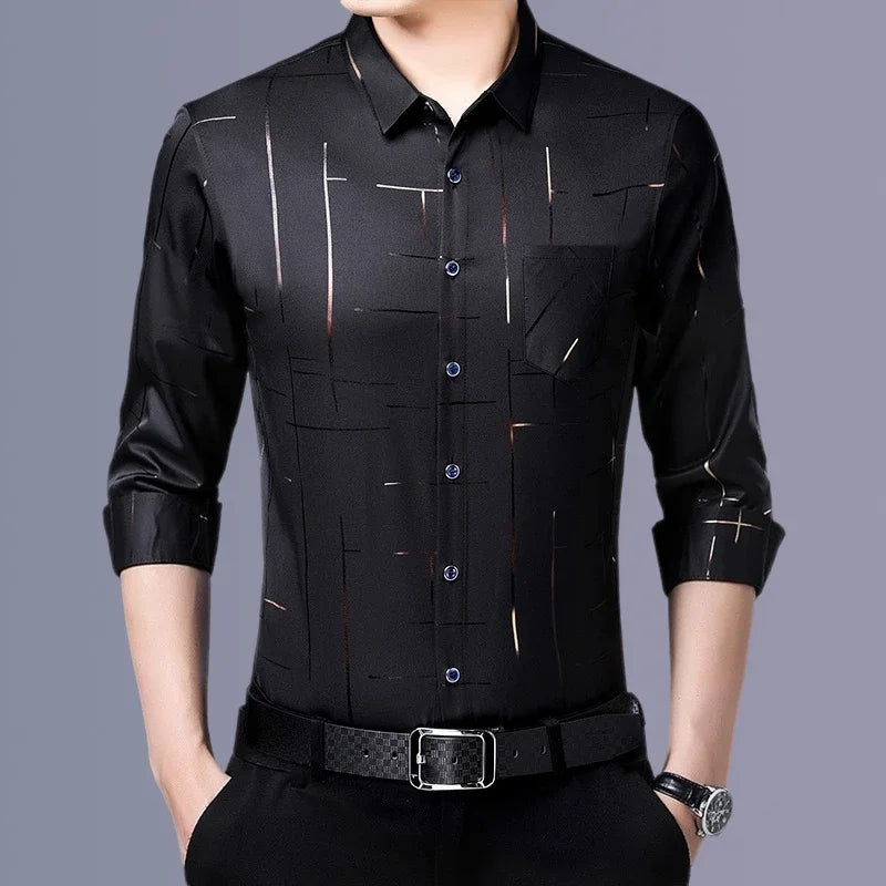 Men's Casual and Fashionable Long Sleeved Printed Shirt.