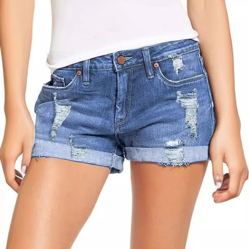 Summer Students Denim Shorts Women Female Harajuku Cotton HOLE Jeans.