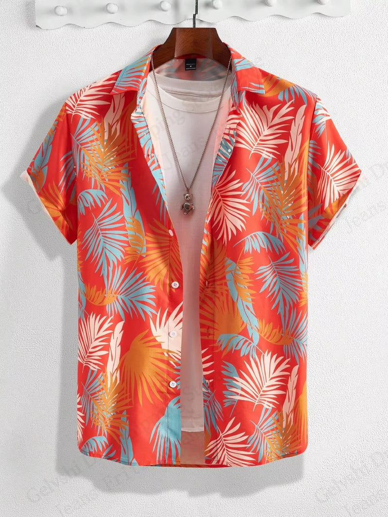 Summer Hawaiian Shirts Animal Palm Tree 3d Print Shirts Men.