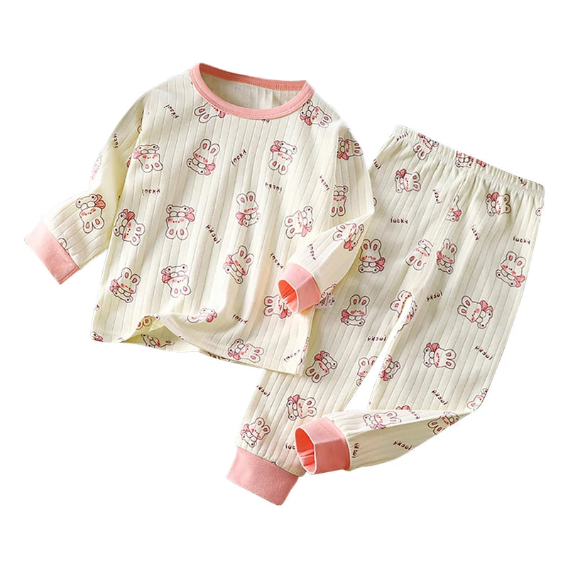 Kids Casual Autumn Long Sleeve Pajamas Set Boys and Girls.