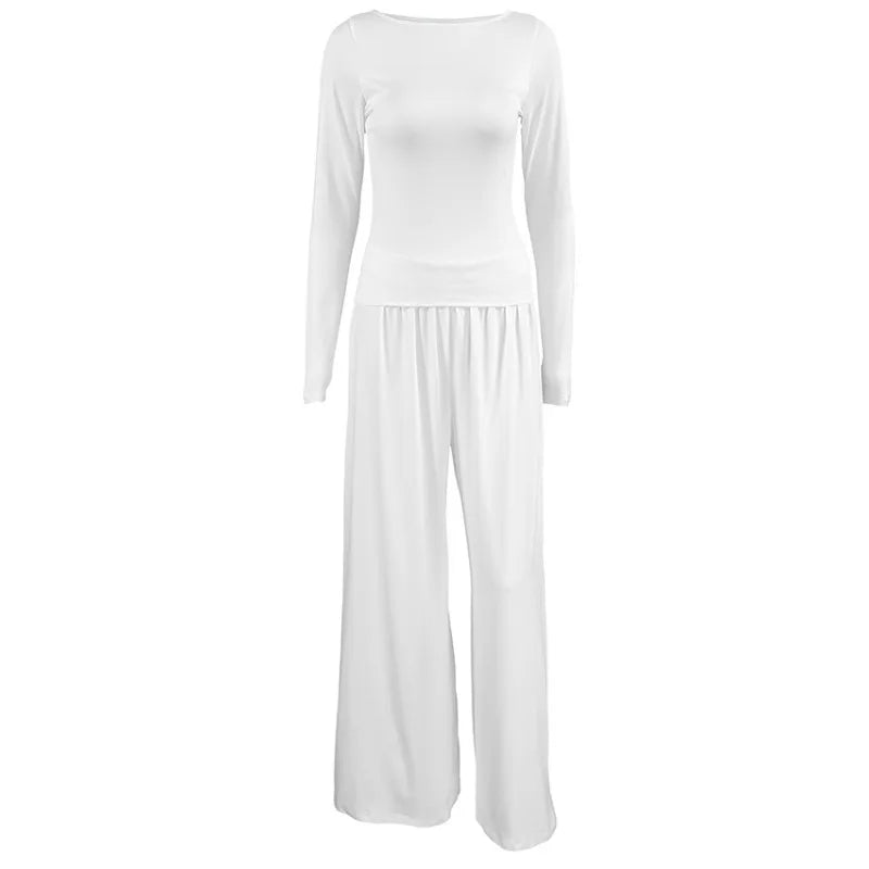 Comfortable Knit Pajama Set European Style Long Sleeve Sleepwear Skin-Friendly Homewear for Women.
