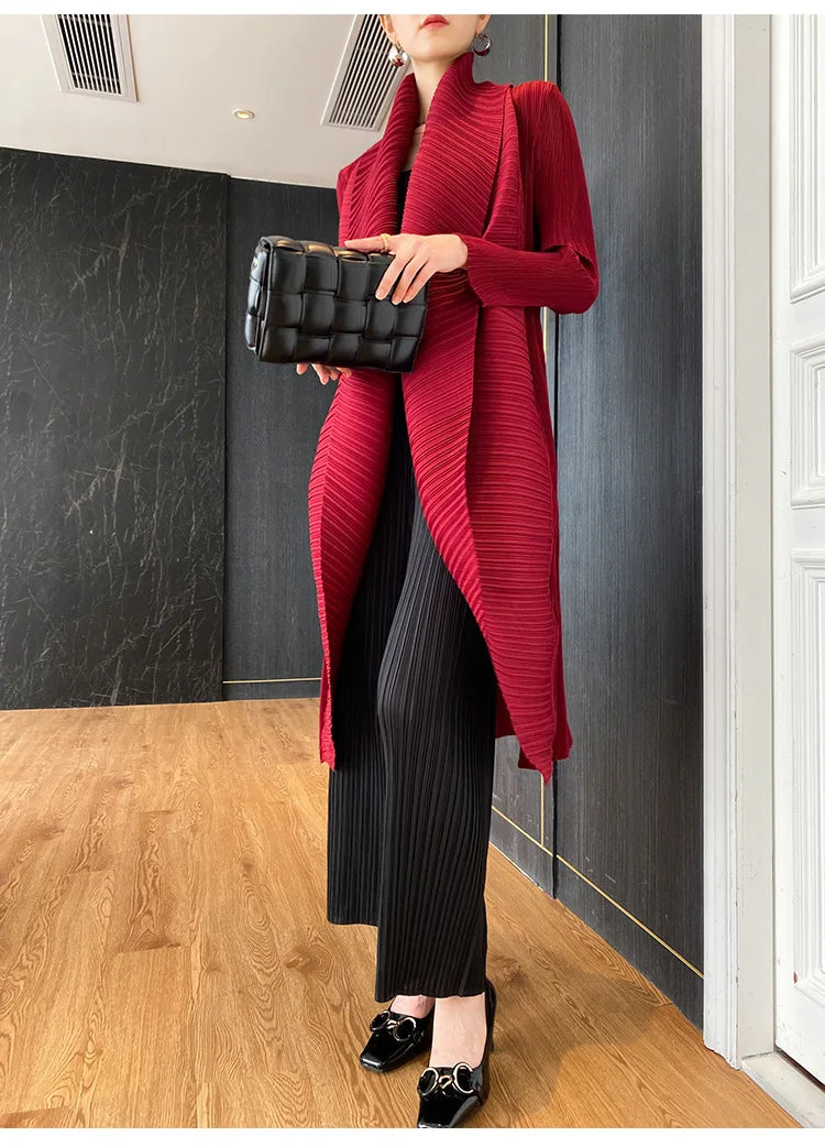 Miyake Pleated Women's Long Jacket.