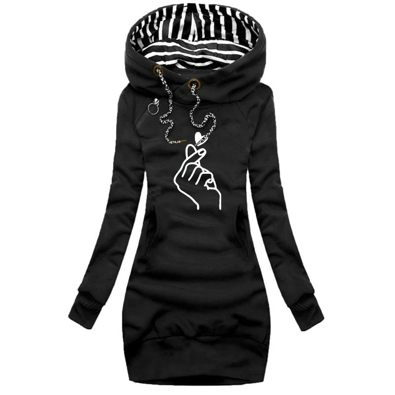 Women Sweater Dress Long Sleeve Hoodie Dress.