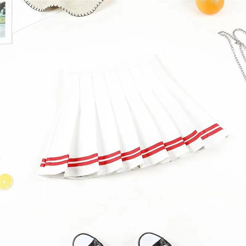 Fashion Preppy Style Pleated Skirts Women Spring Summer.