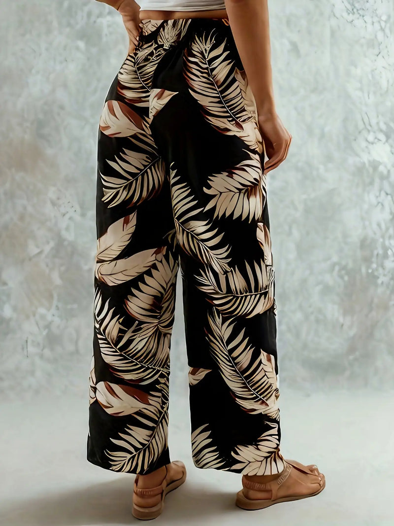 Bohemian style casual and elegant style, wide leg design, elastic waistband.