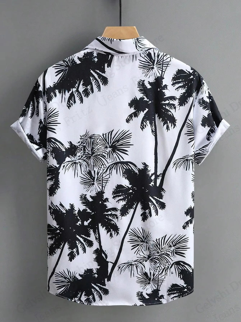 Summer Hawaiian Shirts Animal Palm Tree 3d Print Shirts Men.