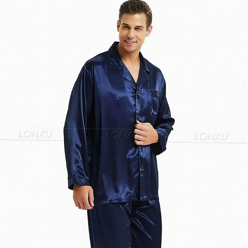 Men’s Silk Satin Pajamas Set.