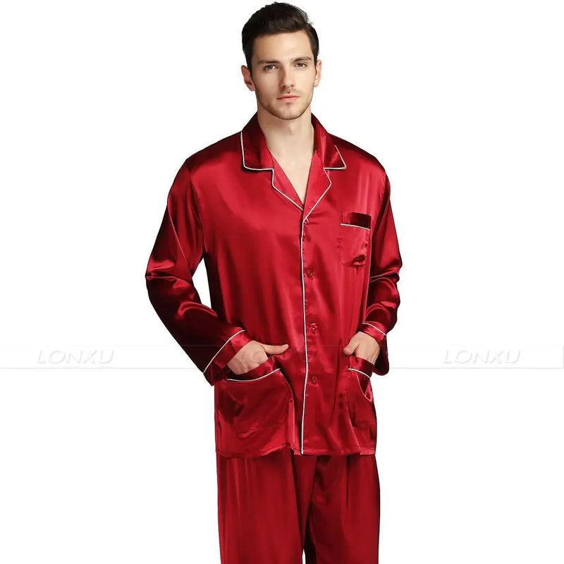 Mens Silk Satin Pajamas.