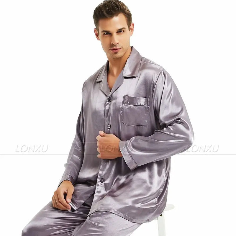 Men’s Silk Satin Pajamas Set.