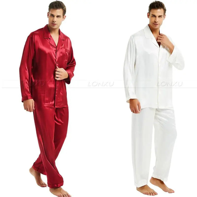 Men’s Silk Satin Pajamas Set.