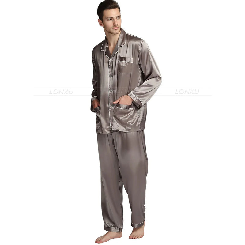 Mens Silk Satin Pajamas.