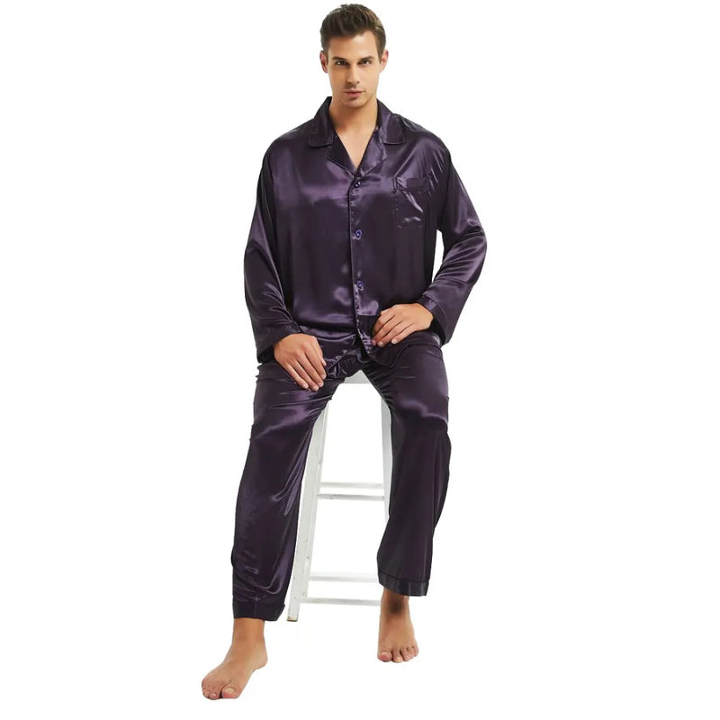 Men’s Silk Satin Pajamas Set.
