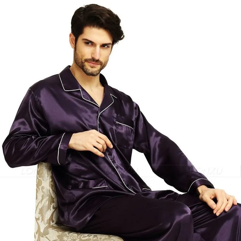 Mens Silk Satin Pajamas.